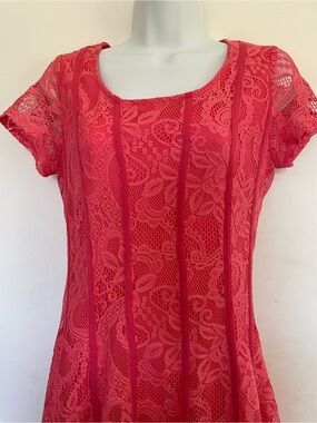 Lace A-Line Dress in Coral Pink